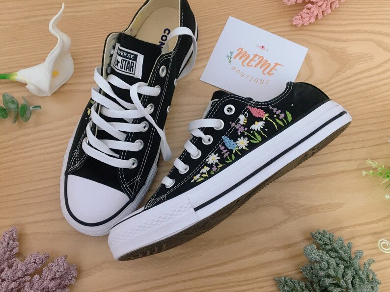 Converse Embroidery Sunflower Garden / Converse Classic Low Etsy