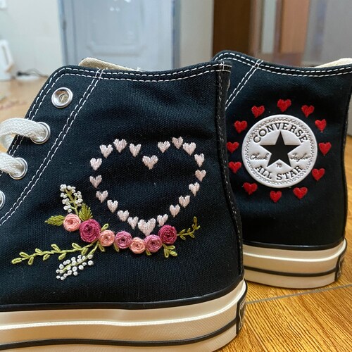 Embroidered Converse/ Converse Custom Flower Embroidery / Etsy