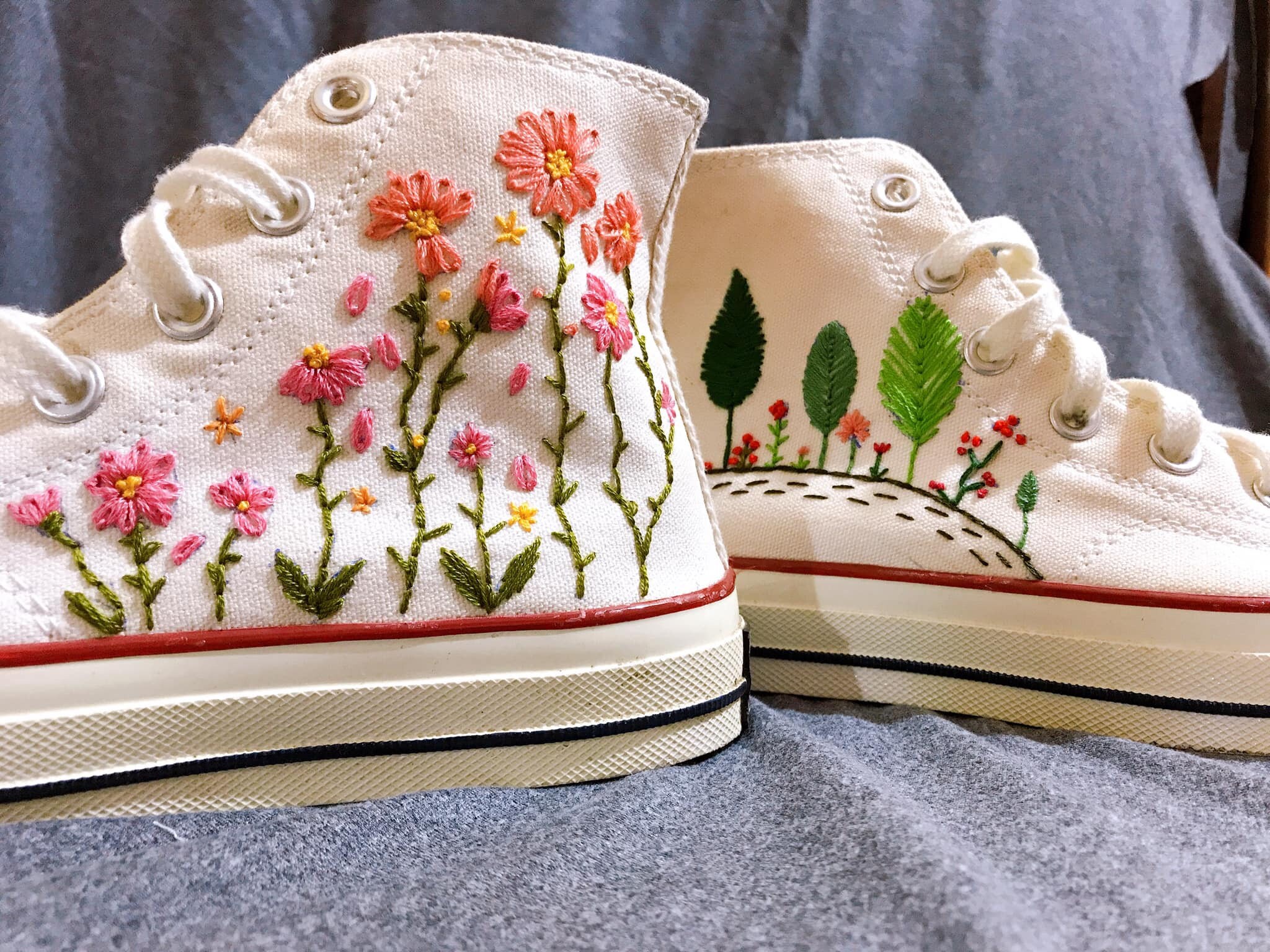 Converse Floral Hand Embroidery 
