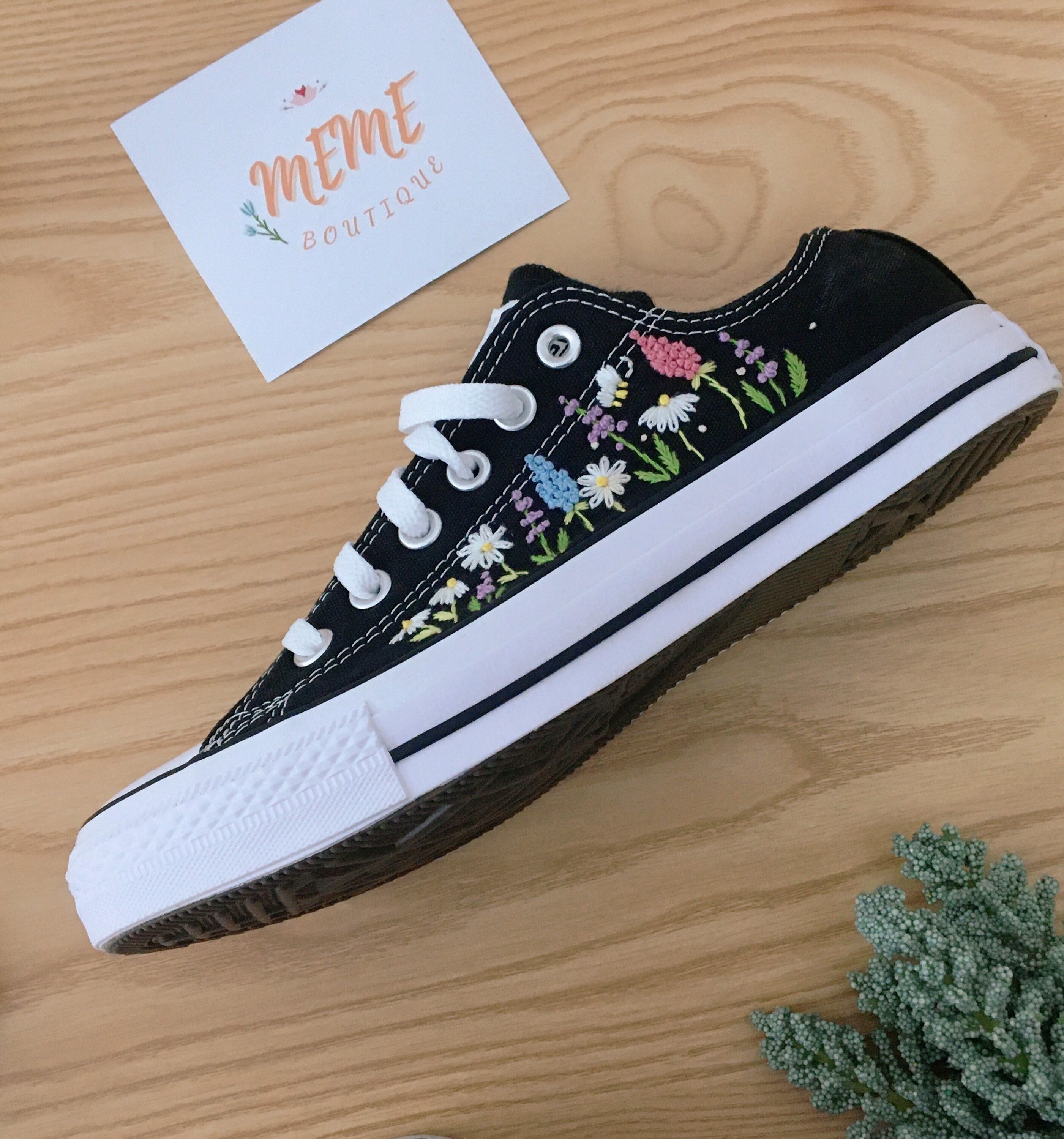 Converse Embroidery Sunflower Garden / Converse 1970s low neck Etsy