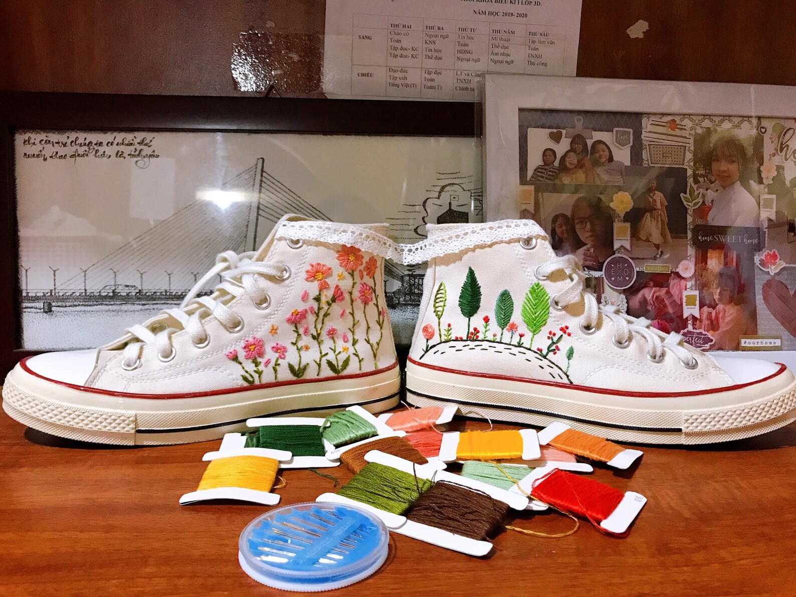 flower stitched converse