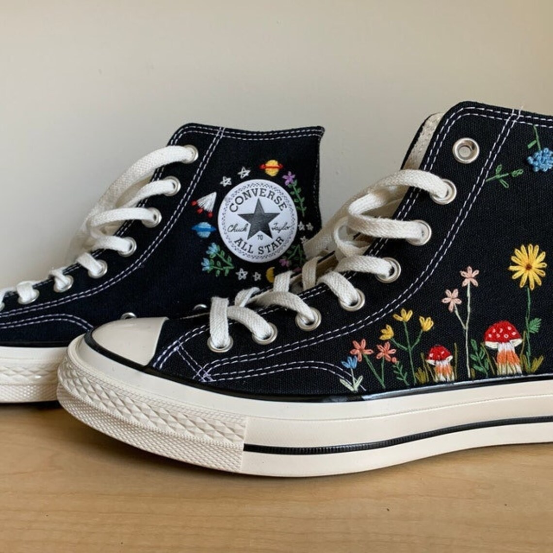 Custom Embroidered Converse Mushroom Shoes / Sweet Beach Day Etsy