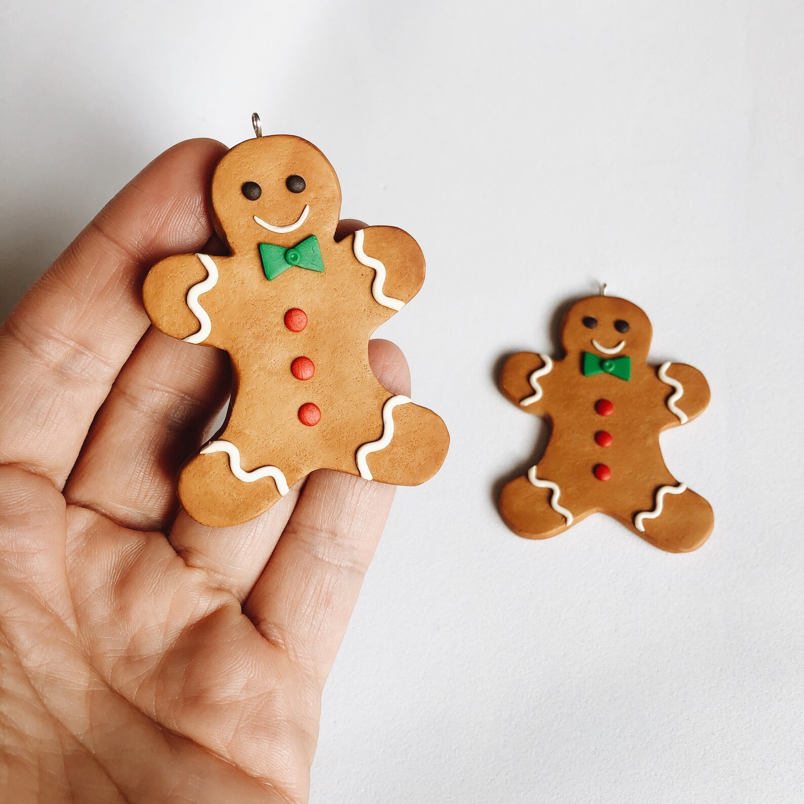 Polymer Clay Gingerbread man Christmas Ornament for the Etsy