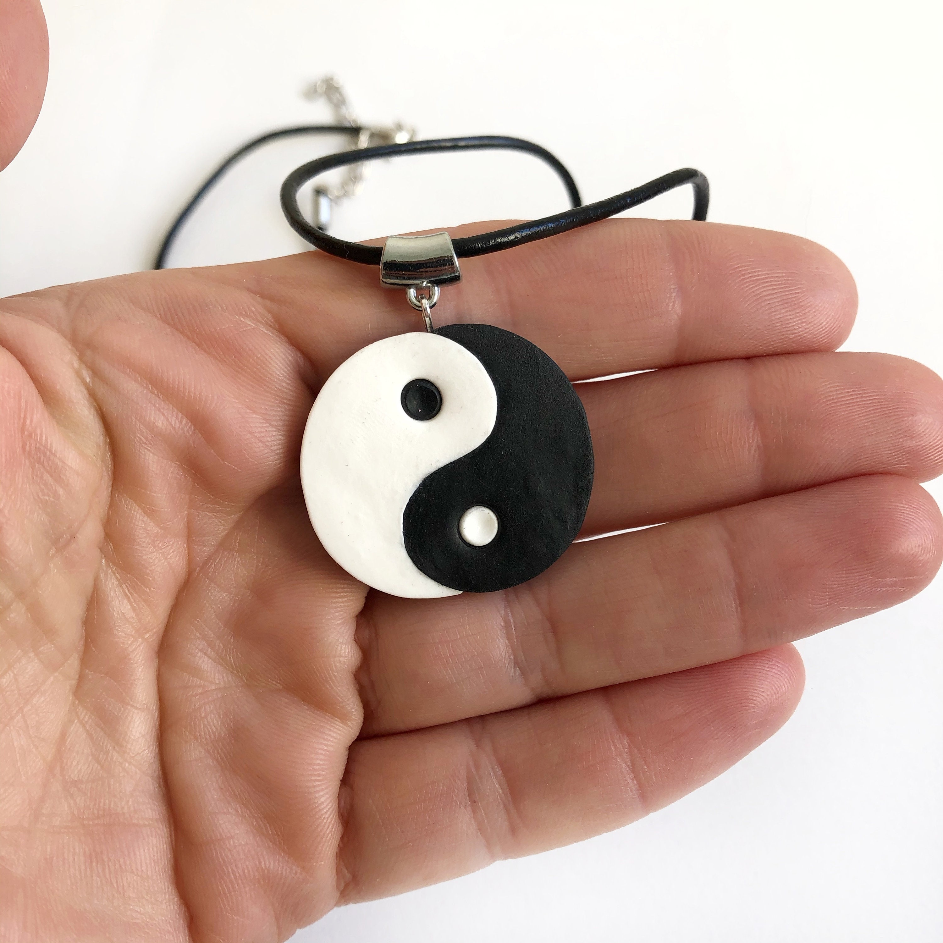Yin yang symbol necklace. Polymer clay yin yang pendant Etsy