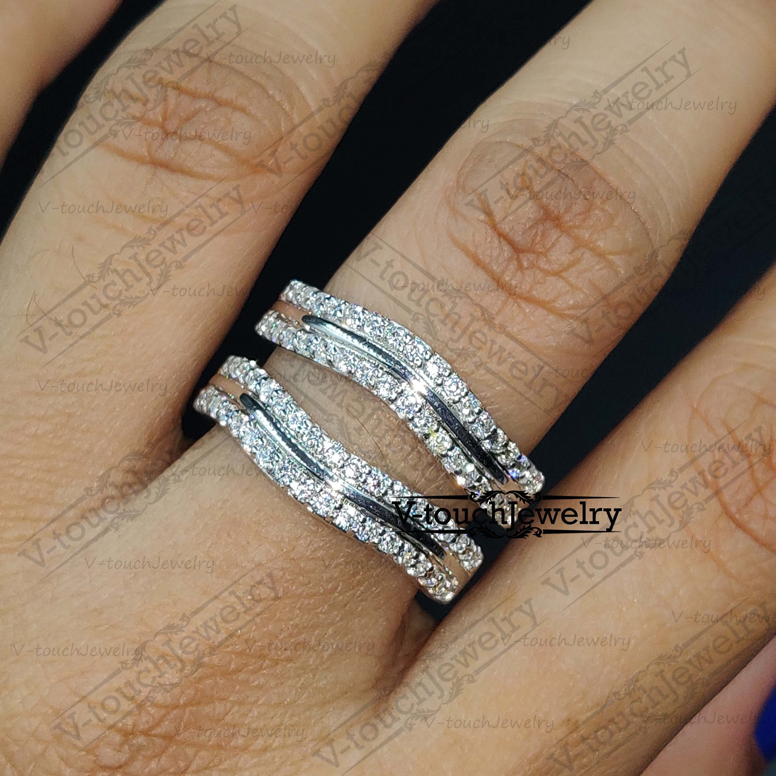 Engagement Wedding Band Guard Double Ring Enhancer Diamond Etsy