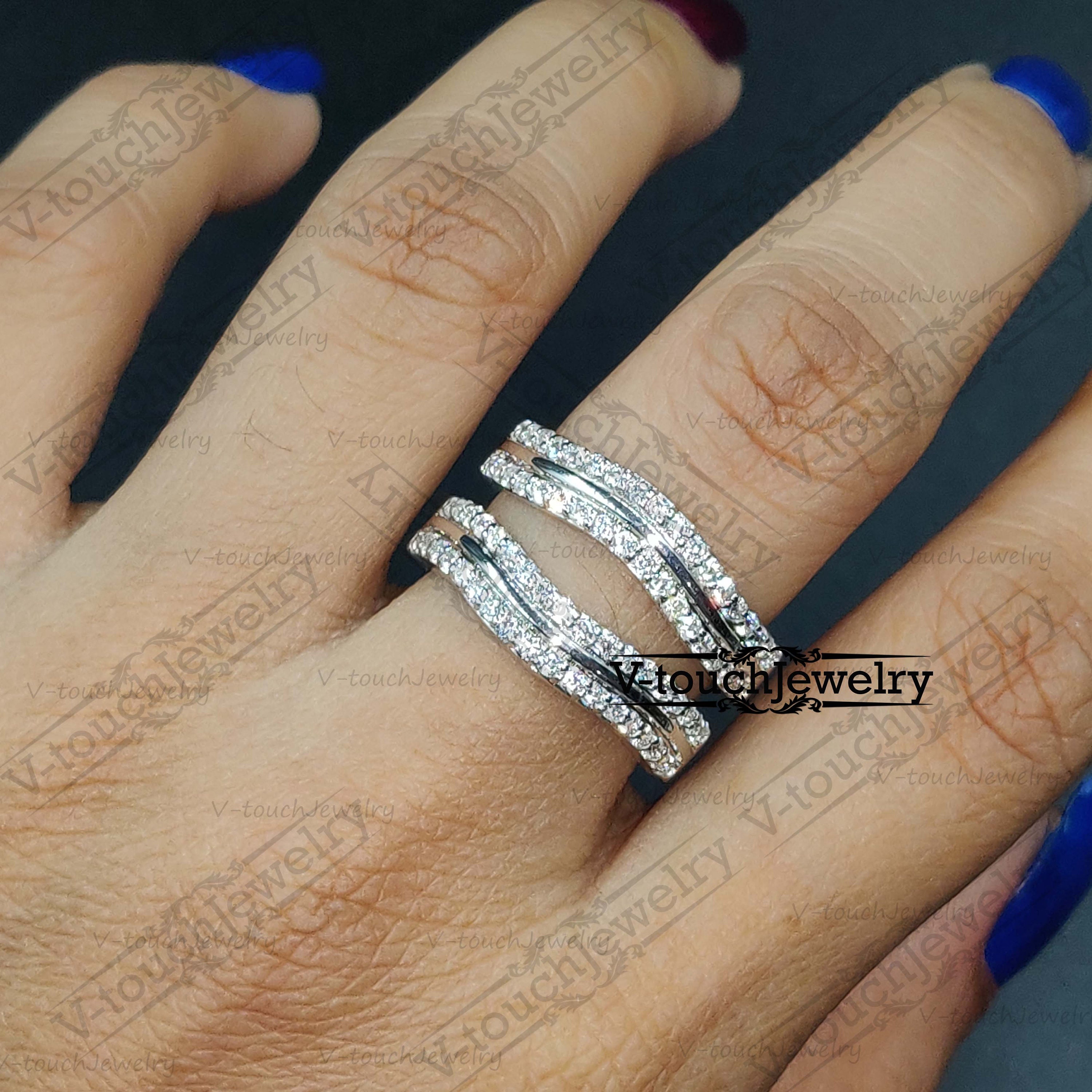Engagement Wedding Band Guard Double Ring Enhancer Diamond Etsy