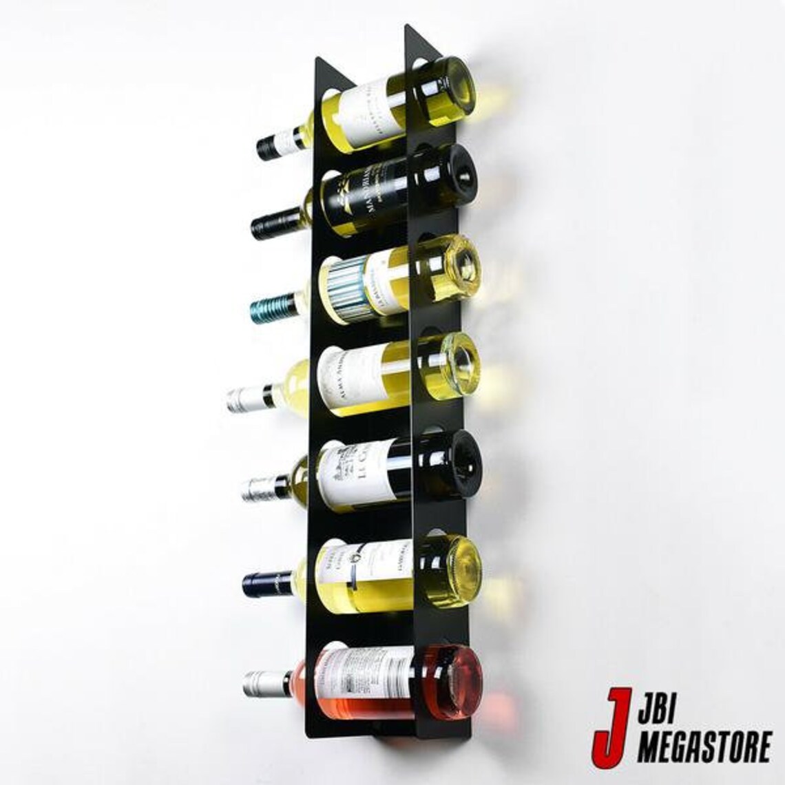 Wall Mounted Steel Narrow Wine Rack 7 Bottle Holder Etsy