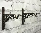 Set of 2 Cast Iron Wall Bracket Garden Hanging Basket Planter Hook (20cm)