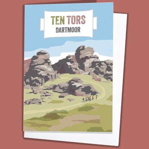 Défi Ten Tors, carte de voeux vierge, Dartmoor, Devon