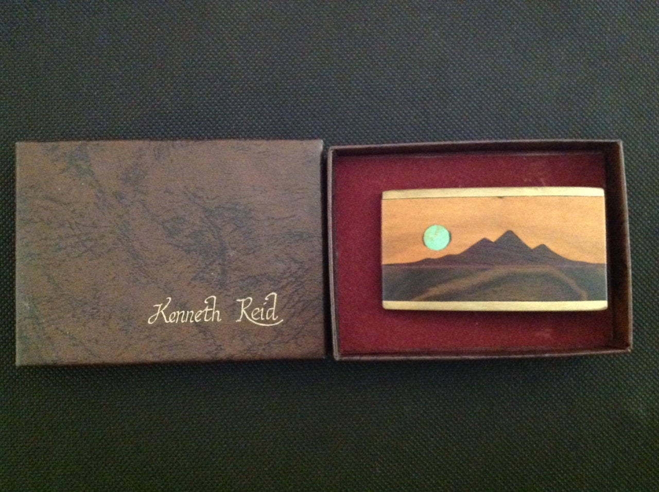 Vintage Kenneth Reid moon Over the Mountain Inlaid Belt Buckle Etsy
