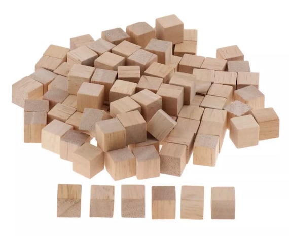 Tiny Wood Box, Tiny Wooden Blocks, Math Manipulatives, ABC Blocks