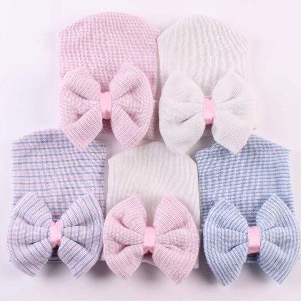 Newborn cotton hat for Baby, Hat Baby Girls Bowknot Cap Warm Breathable Infant Cap Ear Protection Toddler Hat Cute Hat For Infants Beanies