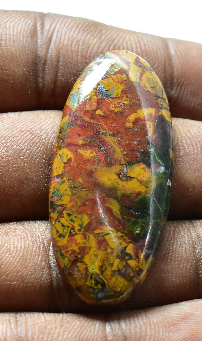 Natural Seam Agate Cabochon Semi Precious Cabochons loose stone jewelry stone Hand Polish Jewelry making 45x20x5 mm Ct 42 #M216