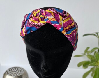 Levendige pure gekruiste hoofdband, hoofdband van geüpcycled stof, haarband voor volwassenen, zachte rekbare hoofdband, synthetische hoofdband in tulbandstijl