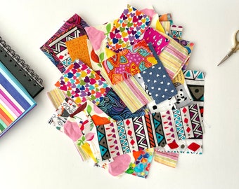 Wee Scraps Fabric Scraps, Happy Days leuke mix van stof voor langzaam naaien, dagboeken, collagekunst. Teruggewonnen stof, gebruikte restjes stof