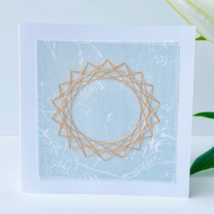 Hand Embroidered Greetings Card, Sunshine, Reclaimed Fabric And Yarn on Recycled Cardstock, Handmade In Ireland, Keepsake Card