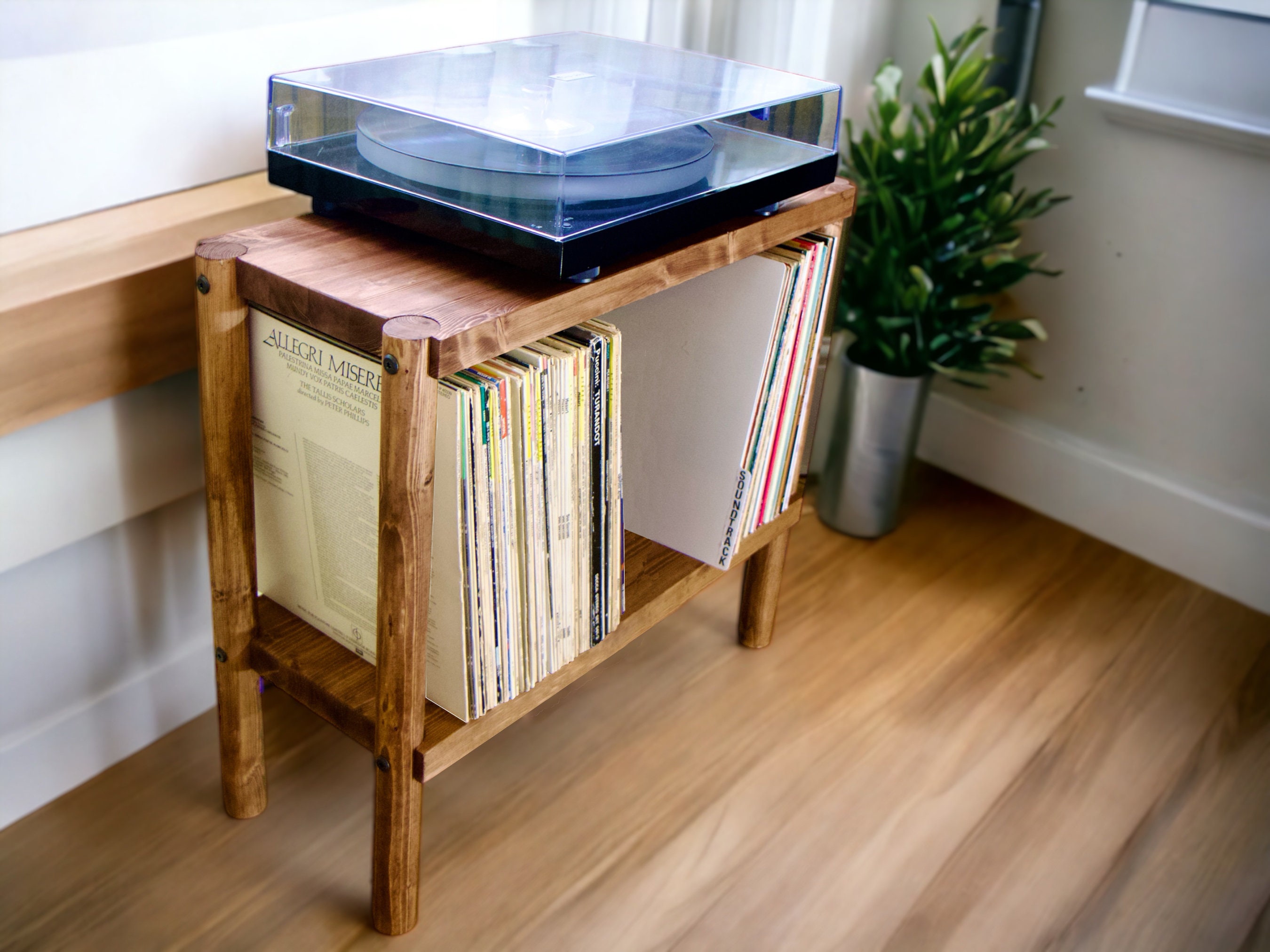 Vinyl Record Player Stand and Storage - Handmade in the UK - Free postage. handmade by Sampwoodworks