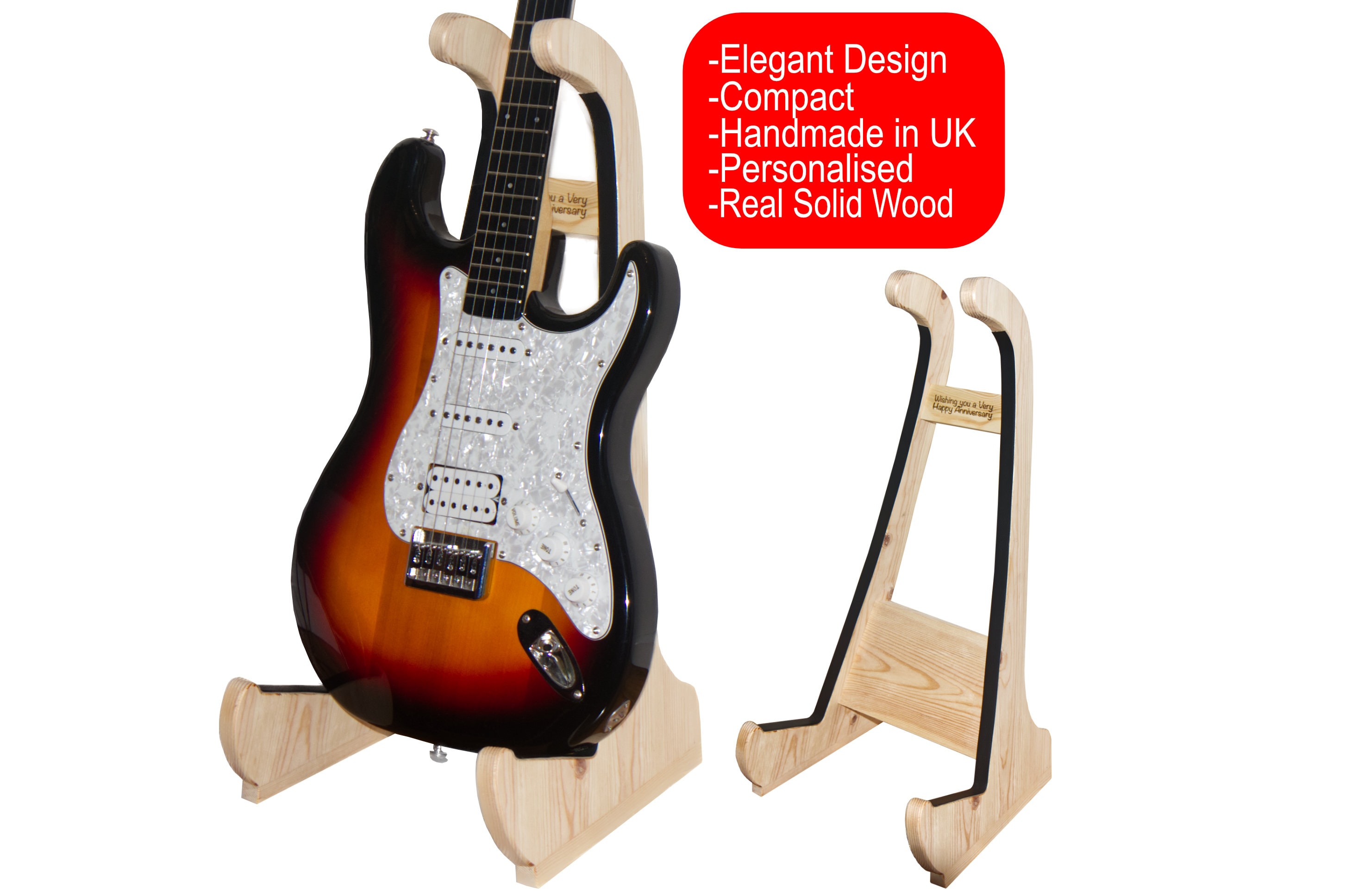 Personalised Electric Guitar Stand  - FREE P&P - Samp SGS01 handmade by Sampwoodworks