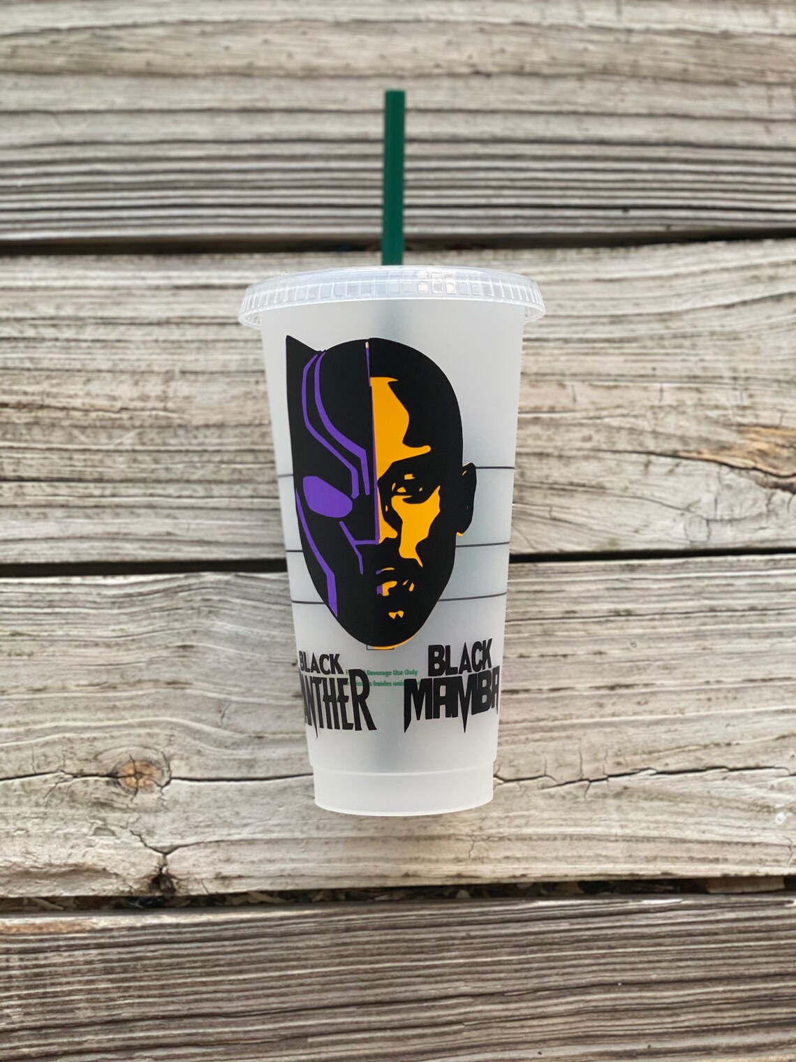 Kobe and Black Panther inspired Starbucks Cold Cup handmade Etsy