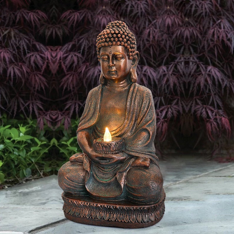 Outdoor/Indoor Solar Buddha Statue Zen Buddha Solar Powered Etsy