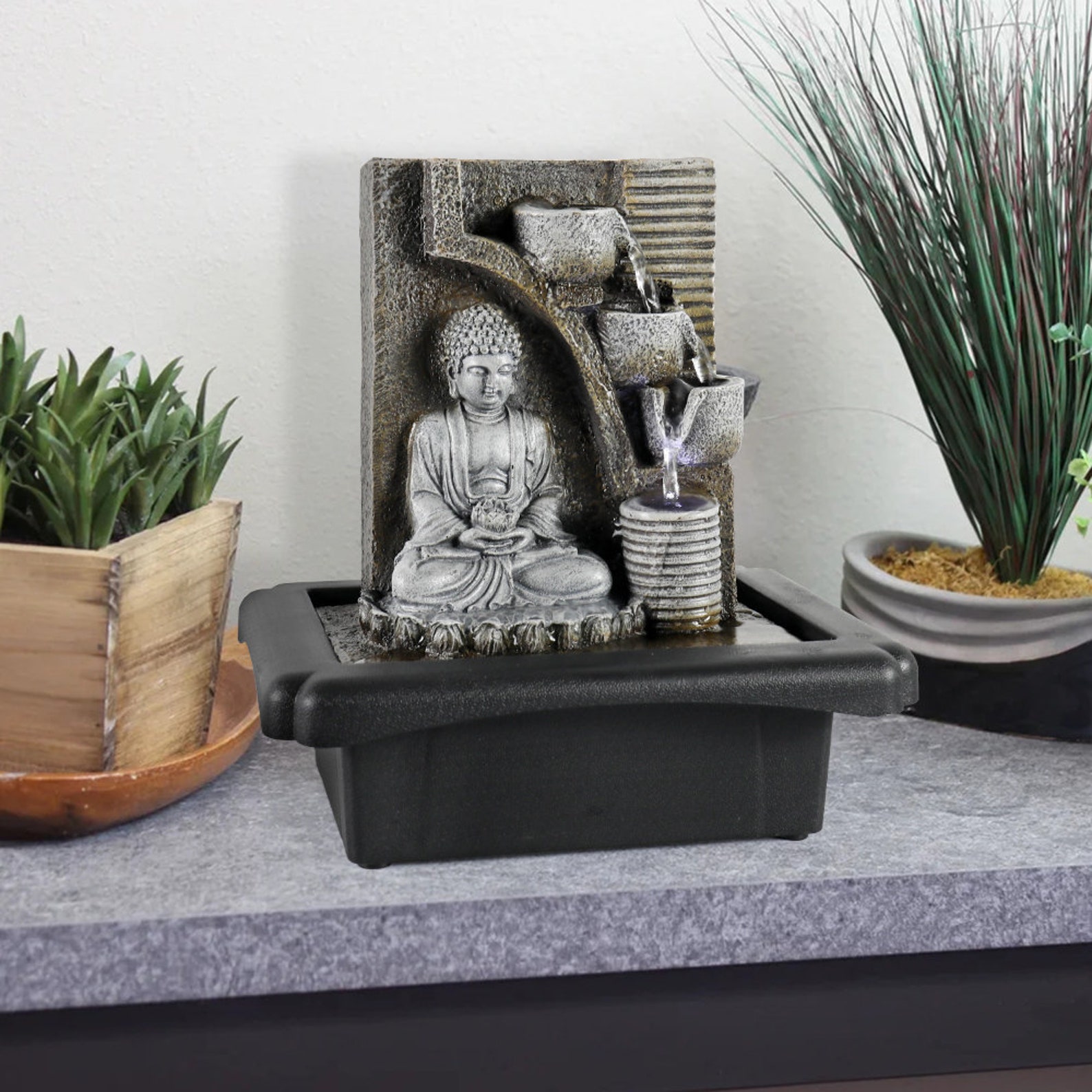 10.6in Buddha Indoor Water Fountain Tabletop with LED Etsy