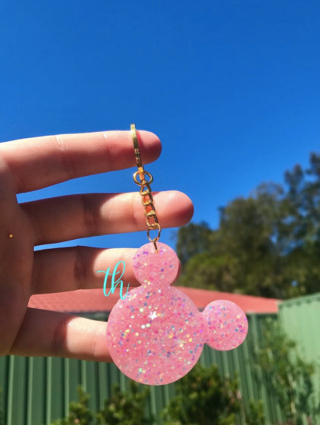 Blush Glitter Disney Inspired Mouse Keyring Mouse Inspired Keyring ...