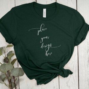 Forest Bella Canvas 3001 Mockup / 2 Bella Canvas 3001 Flat lay Mockups / Bella Canvas 3001 Carta de colores / MockUp de camiseta con nudo atado / POD
