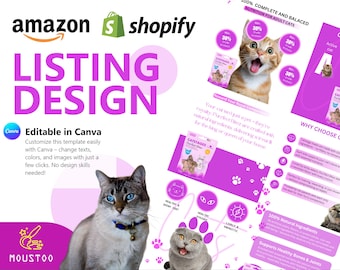 Amazon A+ Content Templates, Cat Treats EBC Design (Canva Editable)