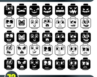 Toy Brick Faces SVG Bundle, Funny Expressions Clipart (Digital Download) - Missing Closing Parenthesis