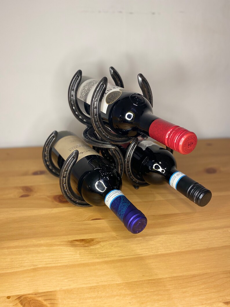 3 BOTTLE WINE RACK Table Wine Holder Pyramid Metal Wine Etsy