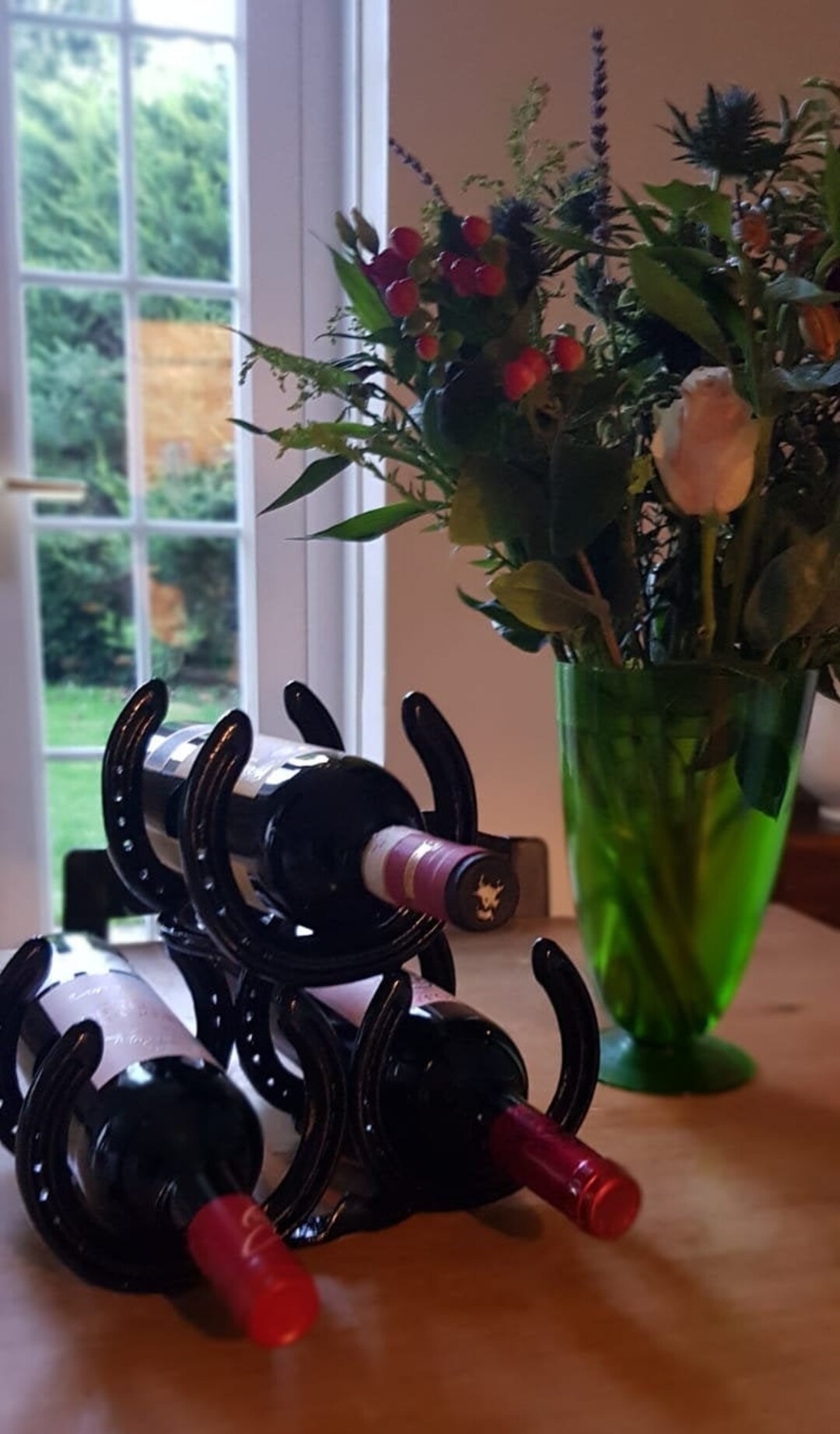 3 BOTTLE WINE RACK Table Wine Holder Pyramid Metal Wine Etsy