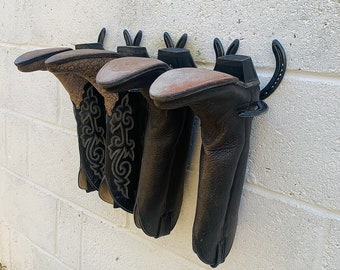 COWBOY BOOT RACK | boot holder, wellington boot rack, wall hanging boot rack, ranch storage, boot rack