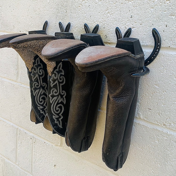 COWBOY BOOT RACK | boot holder, wellington boot rack, wall hanging boot rack, ranch storage, boot rack