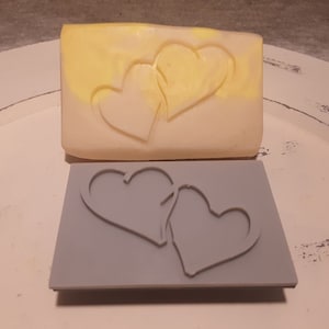 Two Hearts Soap Stamp, 3&quot;x2&quot;