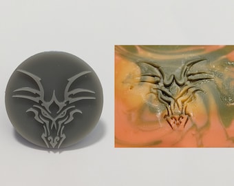 Dragon Head 45mm or 57mm Round Soap Stamp, 1.77&quot; or 2.25&quot;