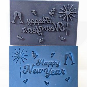 Happy New Year Soap Stamp, 3&quot;x2&quot;