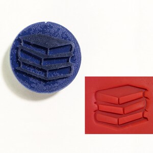 Book Stack 45mm or 57mm Round Soap Stamp, 1.77&quot; or 2.25&quot;