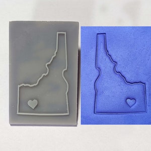 State Outline with Heart in City Soap Stamp, 3"x2"