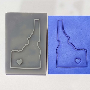 State Outline with Heart in City Soap Stamp, 3"x2"