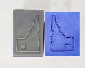 State Outline with Heart in City Soap Stamp, 3"x2"