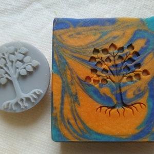 Tree and Roots 45mm or 57mm Round Soap Stamp, 1.77&quot; or 2.25&quot;
