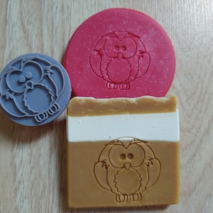 Owl 45mm or 57mm Round Soap Stamp, 1.77&quot; or 2.25&quot;