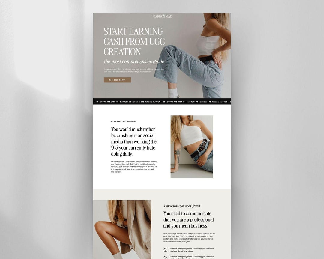Showit Sales Page Template Customizable Website Design Etsy