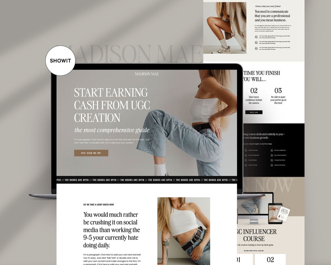 Showit Sales Page Template, Showit Website Template, Sales Page Website
