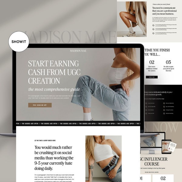 Showit Sales Page template, Showit Website Template,  Sales Page Website, Showit Website Design, Funnel