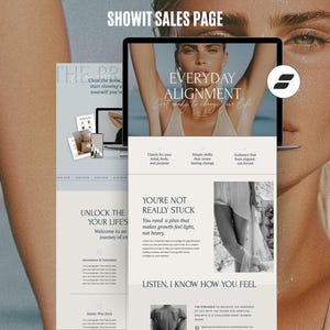 Showit Sales Page Template for Wellness & Fitness Coaches | Modern Showit Template for Therapists + Courses