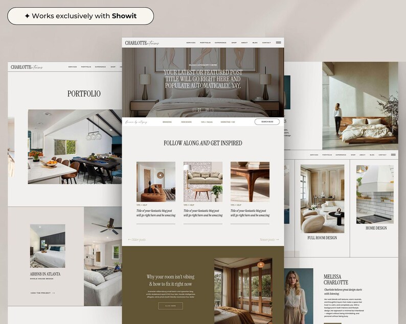 Showit Website Template for Interior Designers | Minimal Interior Design Website | Luxury Service Business Website image 4