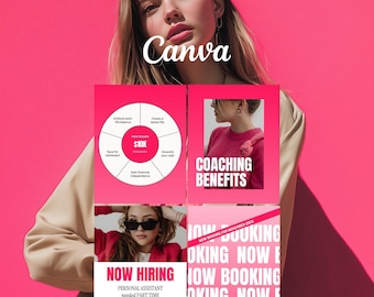Pink Instagram Post Templates: Coach & Course Creator (Canva)