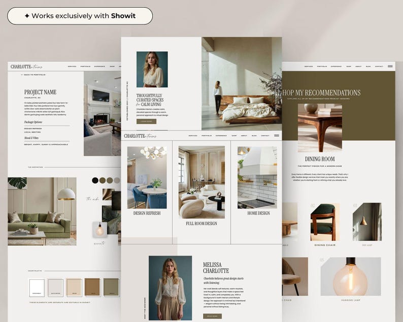 Showit Website Template for Interior Designers | Minimal Interior Design Website | Luxury Service Business Website image 2