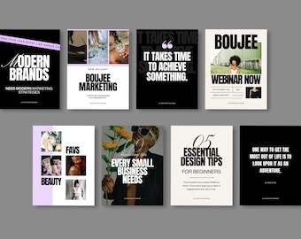 Boujee Instagram Post Template Canva | 50 Editable Instagram Posts | Bold Luxury Social Media Canva Template